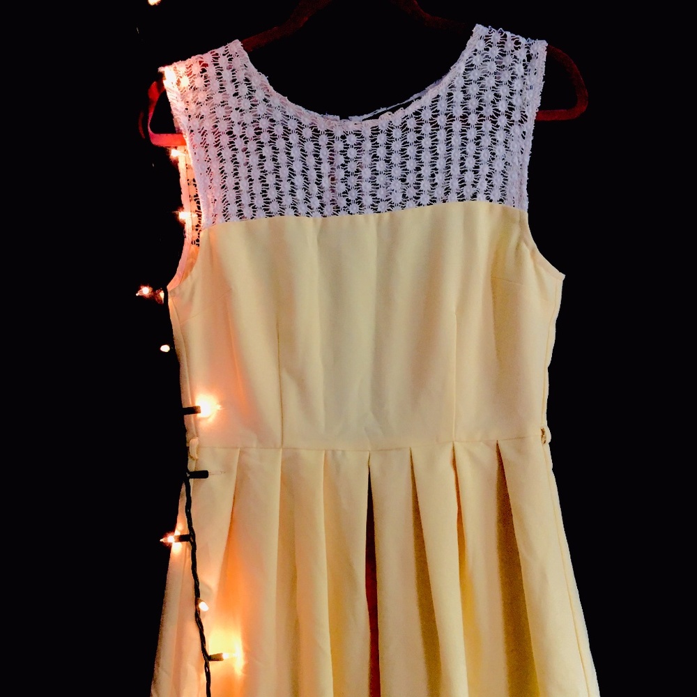 Yellow Spring Dress/ Cute Dress/ A-Line Skirt/ Lace Dress